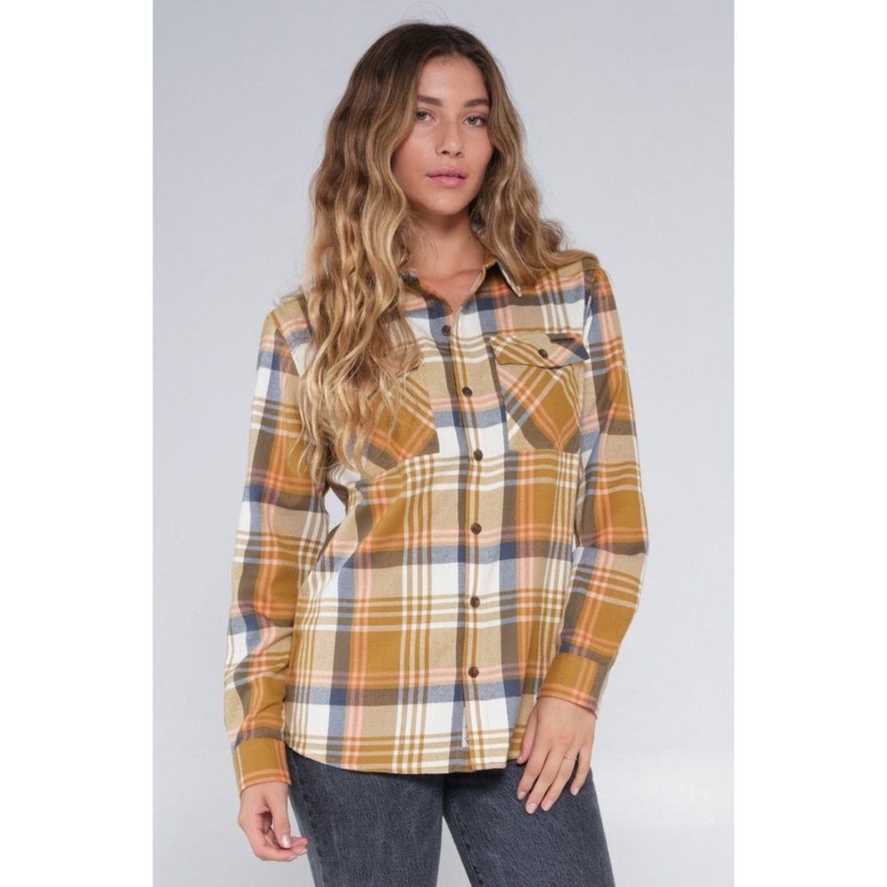 Salty Crew Large Flannel Shirt Button Front Plaid Soft Long Sleeve Womens